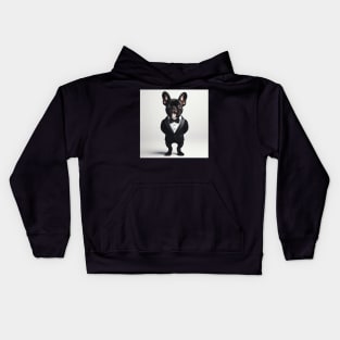 French bulldog in formal wear tuxedo and bow tie Kids Hoodie